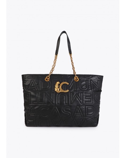 Bolso shopper negro pespunte Lola Casademunt