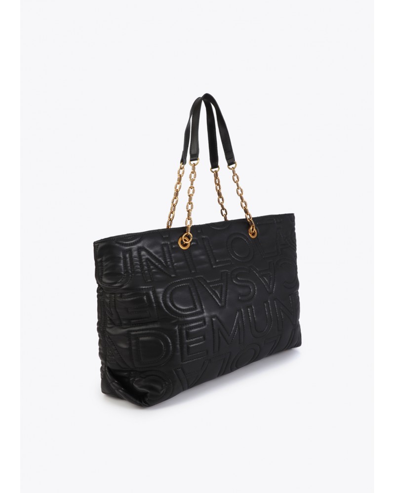 Bolso shopper negro pespunte Lola Casademunt