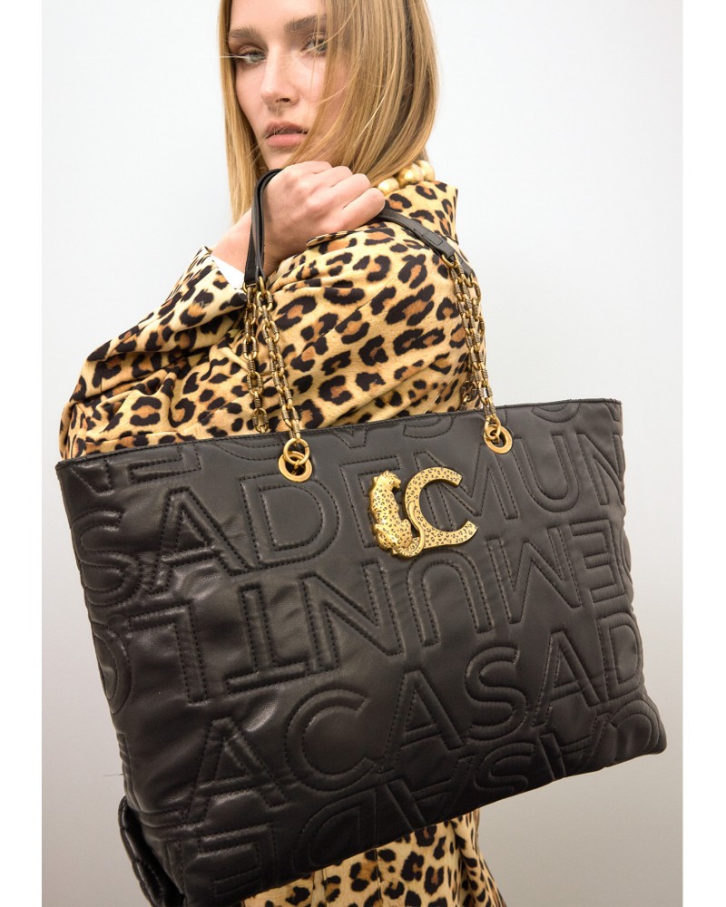 Bolso shopper negro pespunte Lola Casademunt