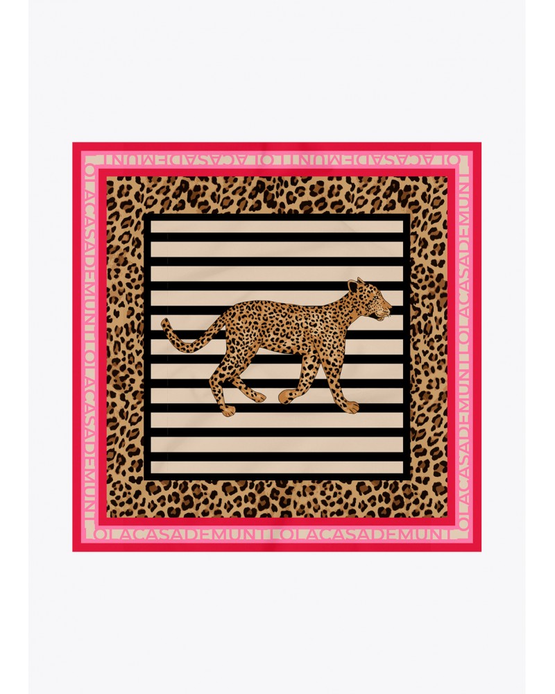 Pañuelo satinado con rayas y animal print Lola Casademunt