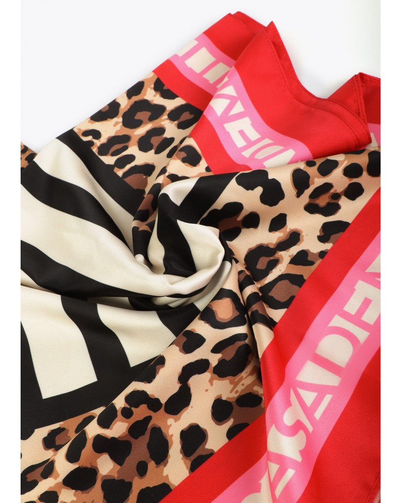Pañuelo satinado con rayas y animal print Lola Casademunt