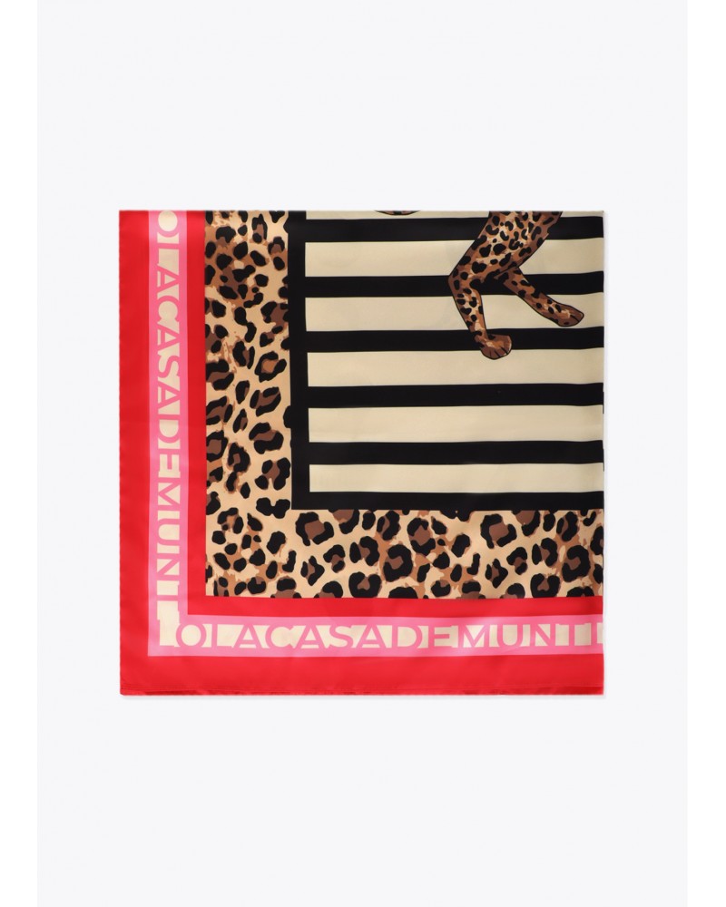 Pañuelo satinado con rayas y animal print Lola Casademunt