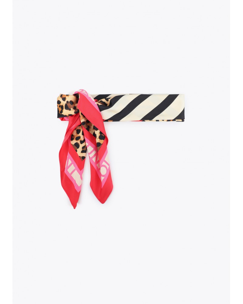 Pañuelo satinado con rayas y animal print Lola Casademunt