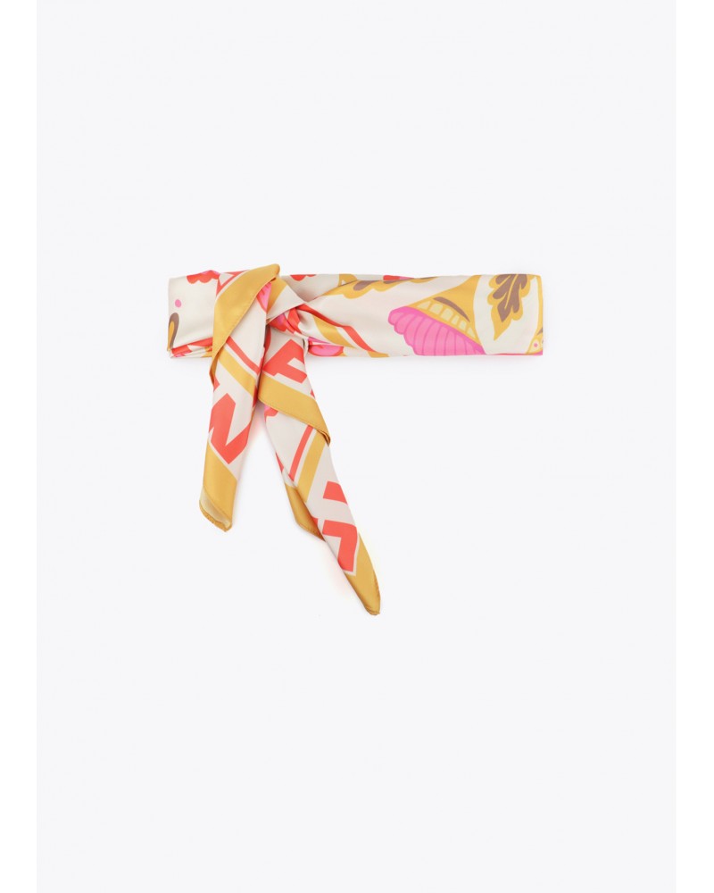 Pañuelo satinado con rayas y animal print Lola Casademunt