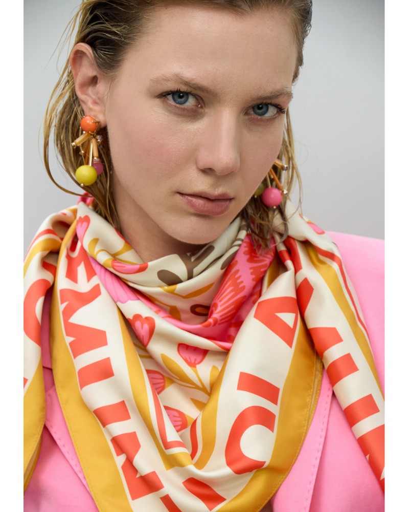Pañuelo satinado con rayas y animal print Lola Casademunt