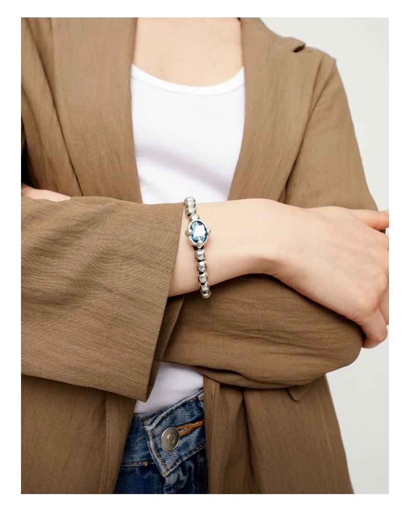 Pulsera baño plata y cristalUNOde50