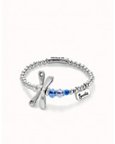 Pulsera cuero baño plata libelula UNOde50