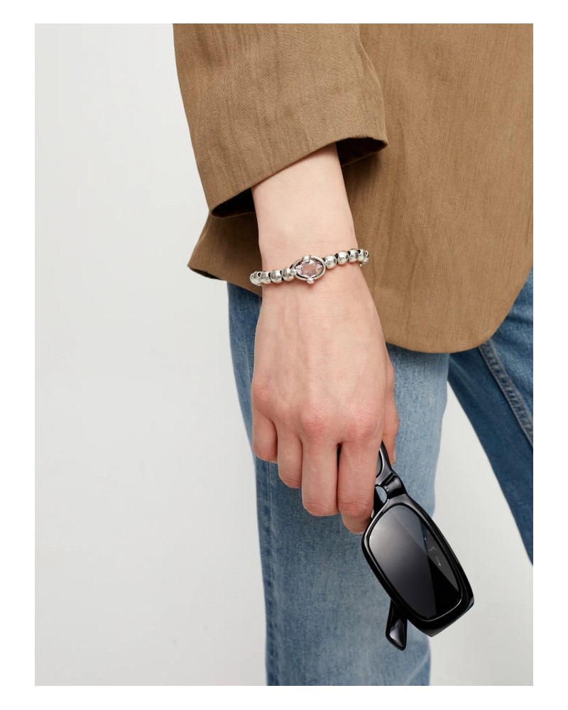 Pulsera baño plata y cristalUNOde50