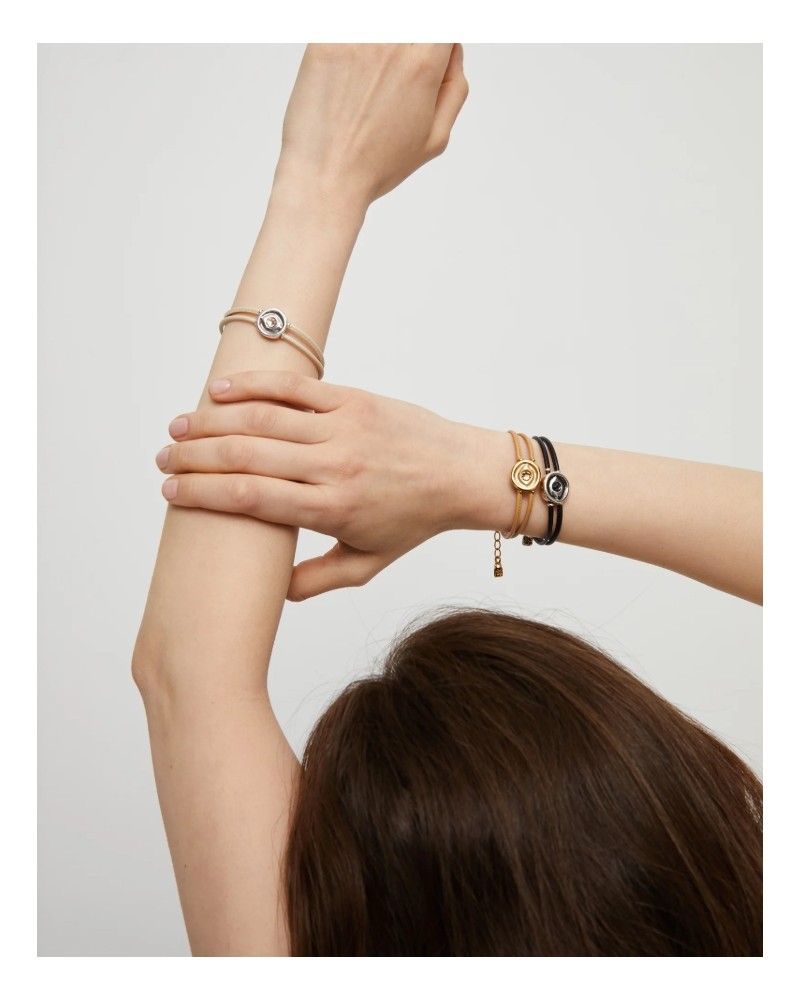 Pulsera cuero camel baño oro UNOde50
