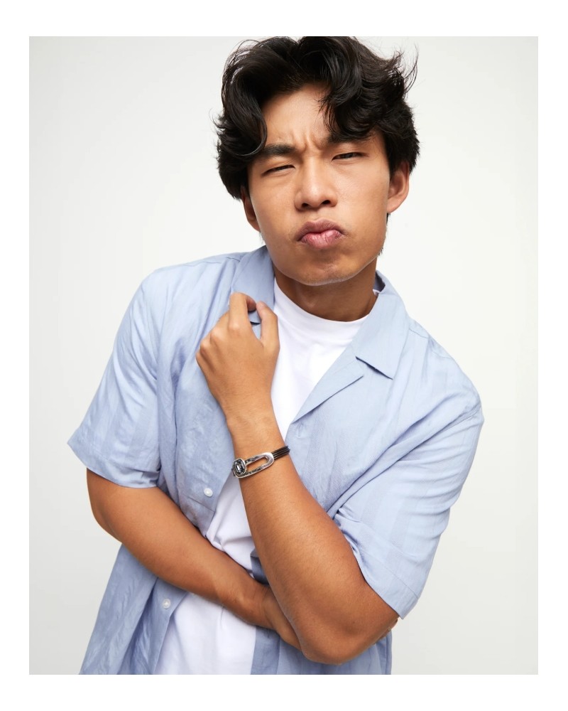 Pulsera cuero baño en plata UNOde50