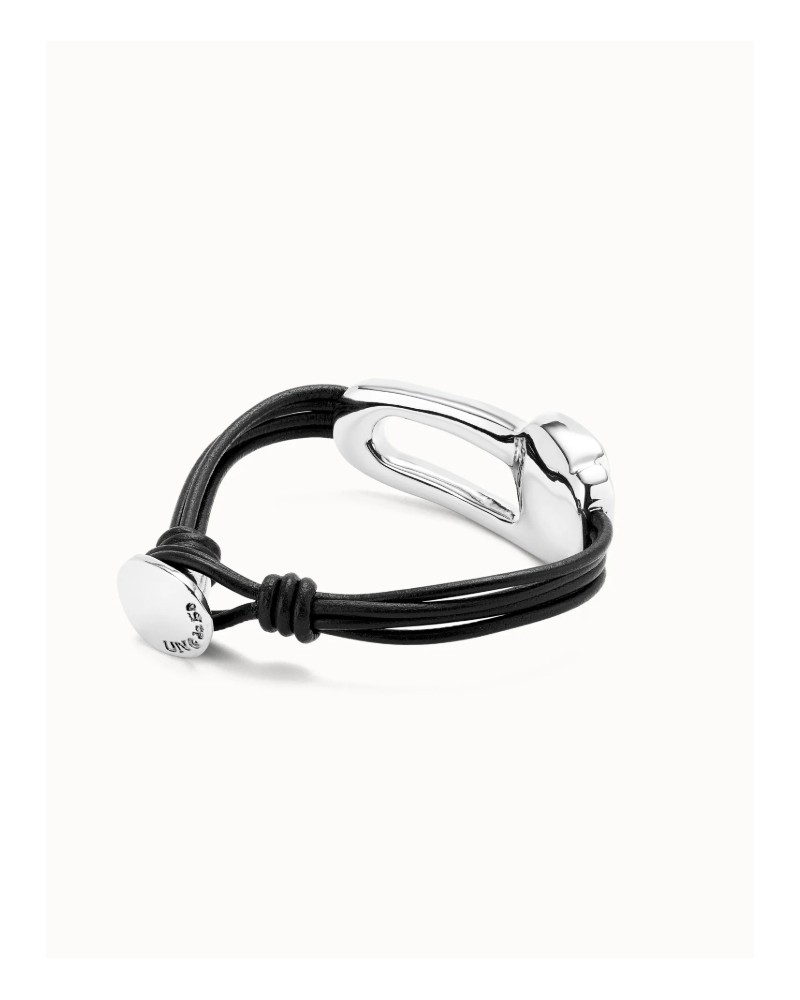 Pulsera cuero baño en plata UNOde50