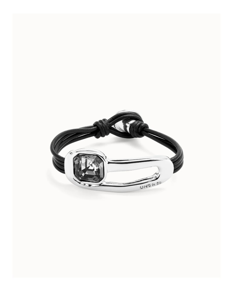Pulsera cuero baño en plata UNOde50