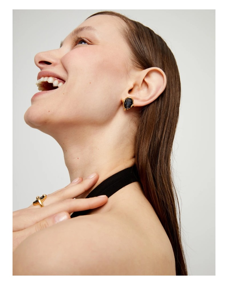 Pendientes piedra negra oro UNOde50