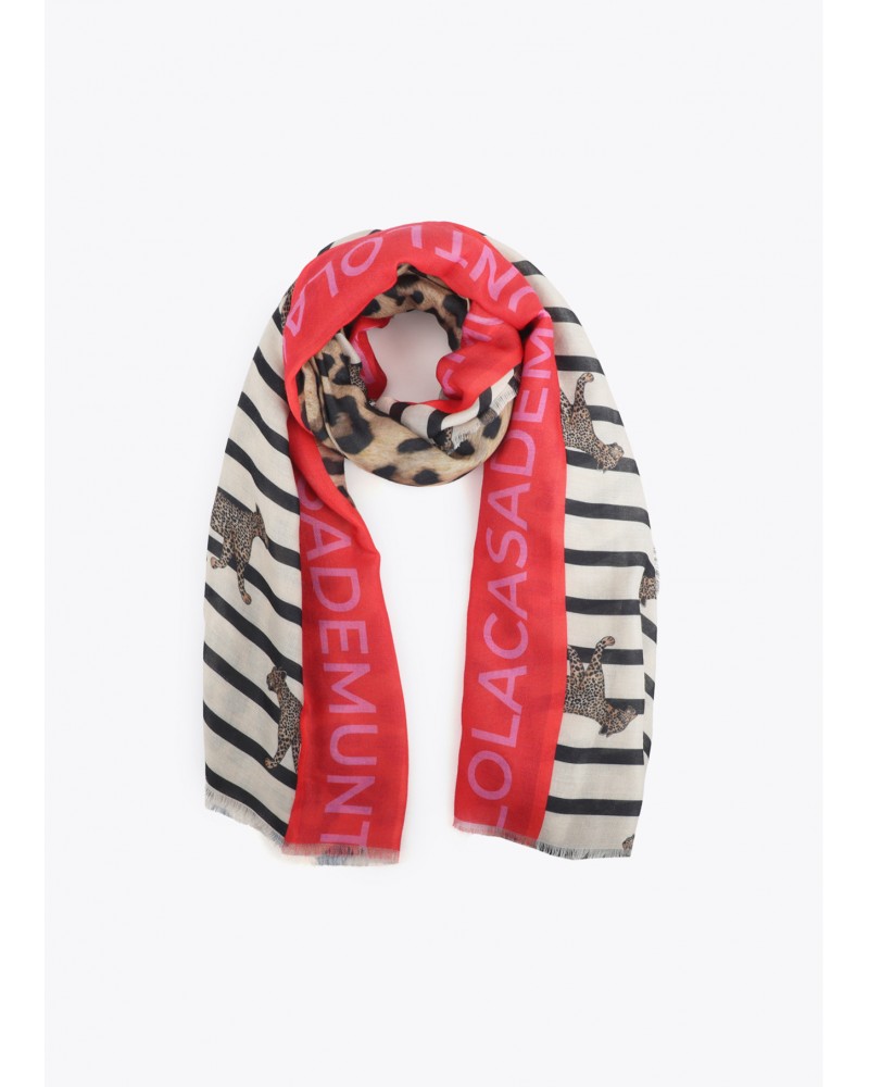 Pañuelo estampado rayas y leopardos Lola Casademunt