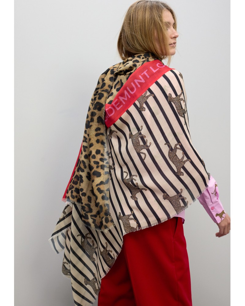 Pañuelo estampado rayas y leopardos Lola Casademunt