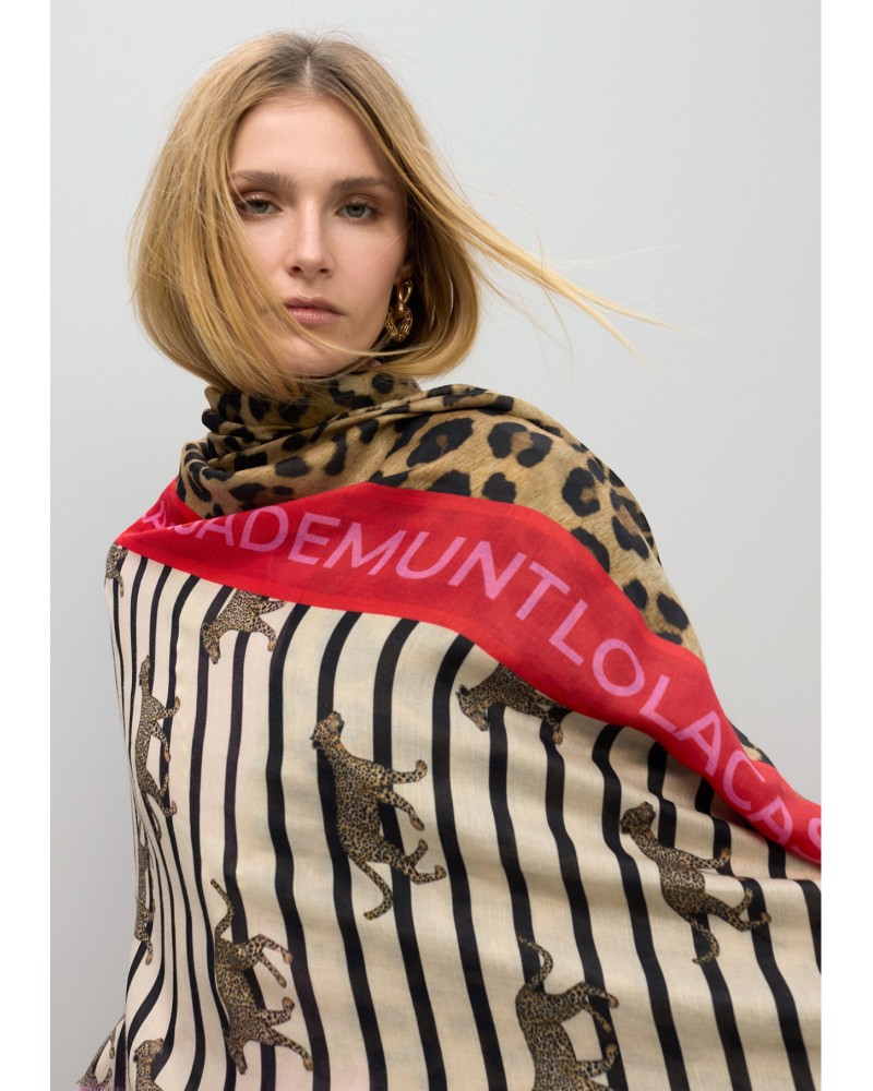 Pañuelo estampado rayas y leopardos Lola Casademunt