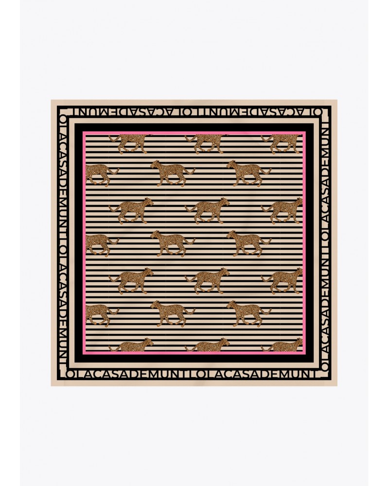 Pañuelo satinado rayas y leopardo Lola Casademunt