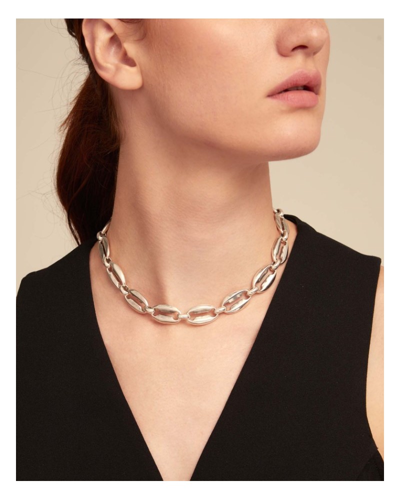 Collar eslabones bañado plata UNOde50