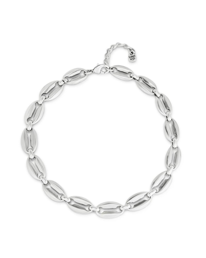 Collar eslabones bañado plata UNOde50