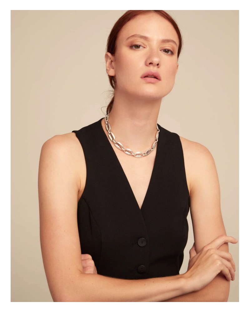 Collar eslabones bañado plata UNOde50