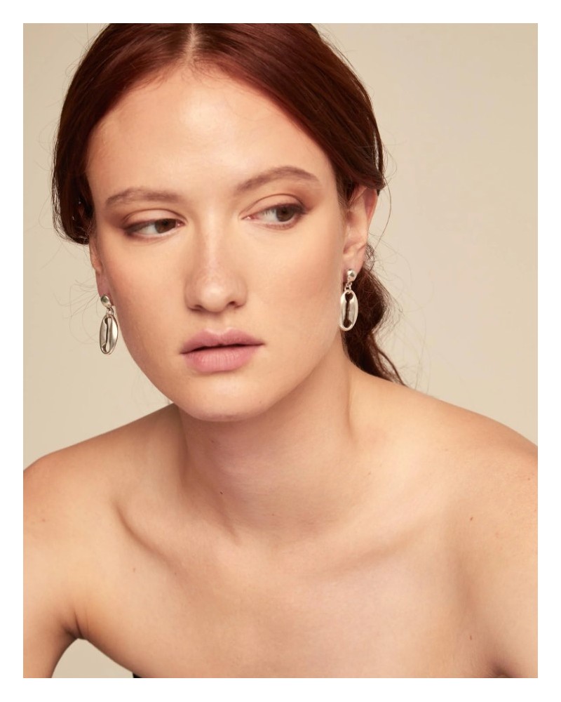 Pendientes eslabòn baño plata UNOde50