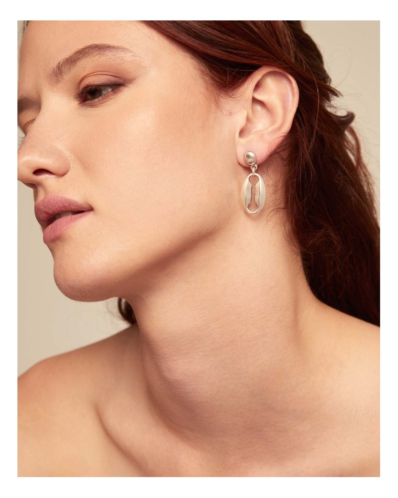 Pendientes eslabòn baño plata UNOde50