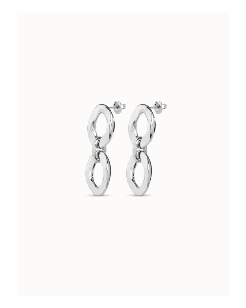 Pendientes eslabones baño plata UNOde50