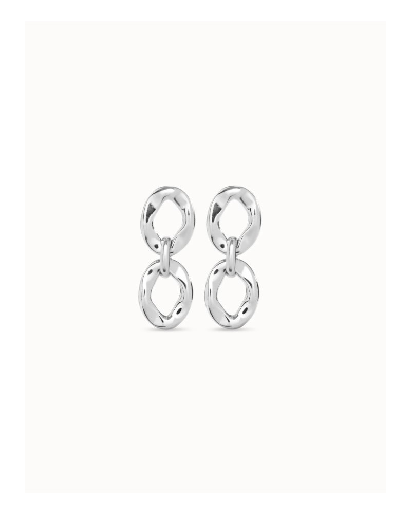 Pendientes eslabones baño plata UNOde50