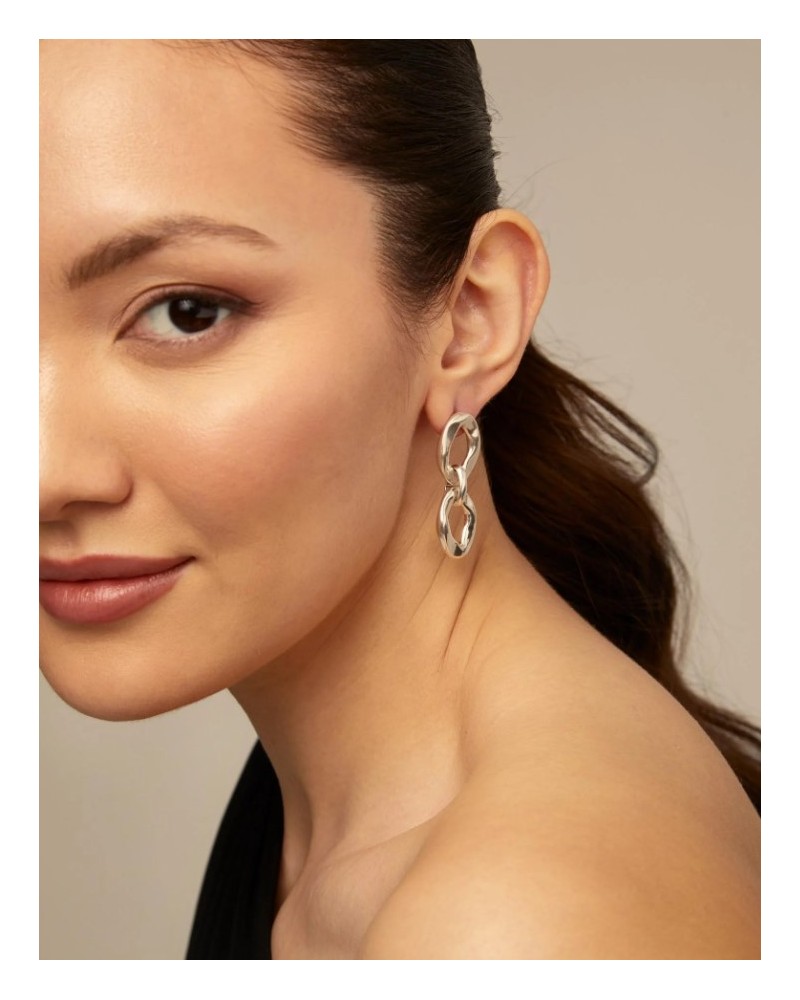 Pendientes eslabones baño plata UNOde50