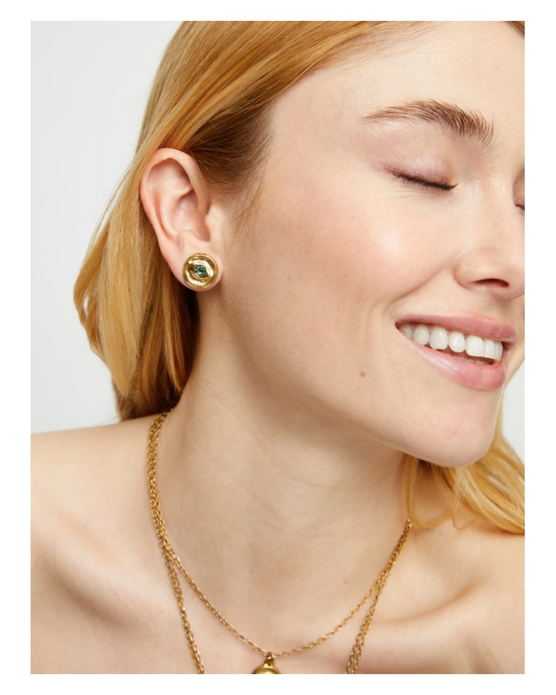 Pendientes baño oro cristal verde UNOde50