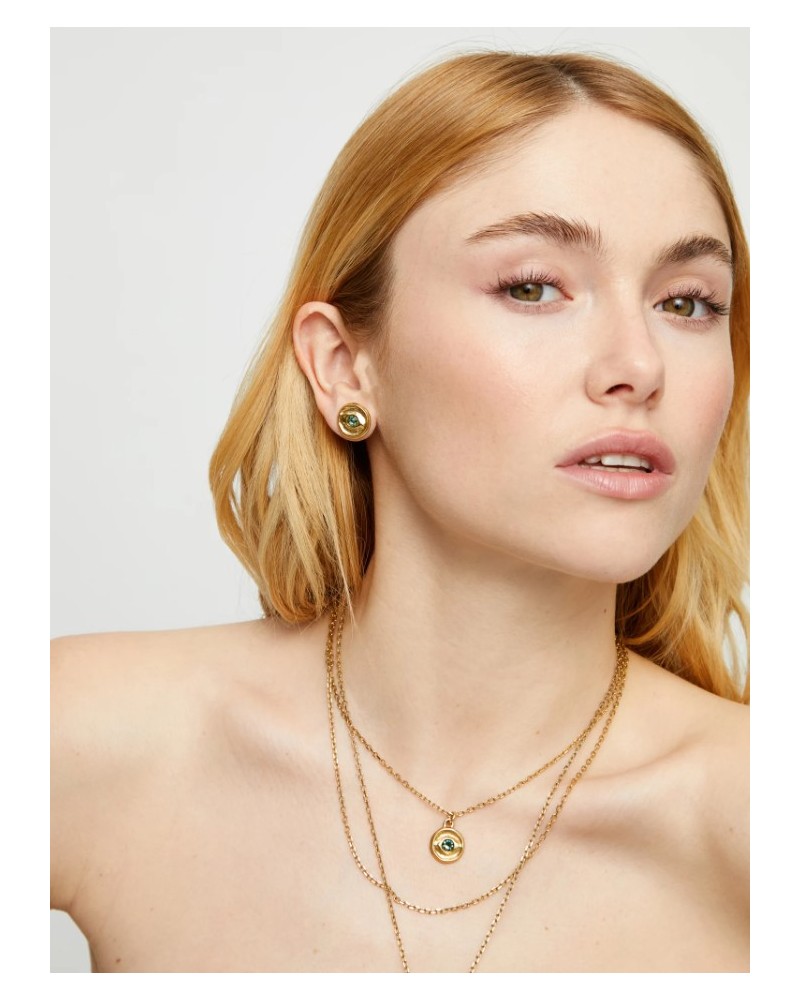 Pendientes baño oro cristal verde UNOde50