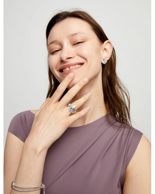 Anillo ojo plata con piedra azul UNOde50