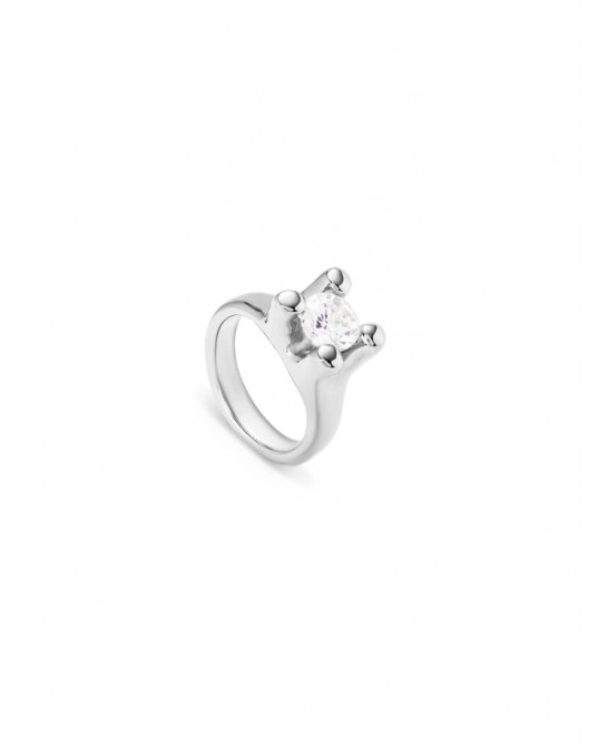 Anillo bañado de oro piedra cristal UNOde50