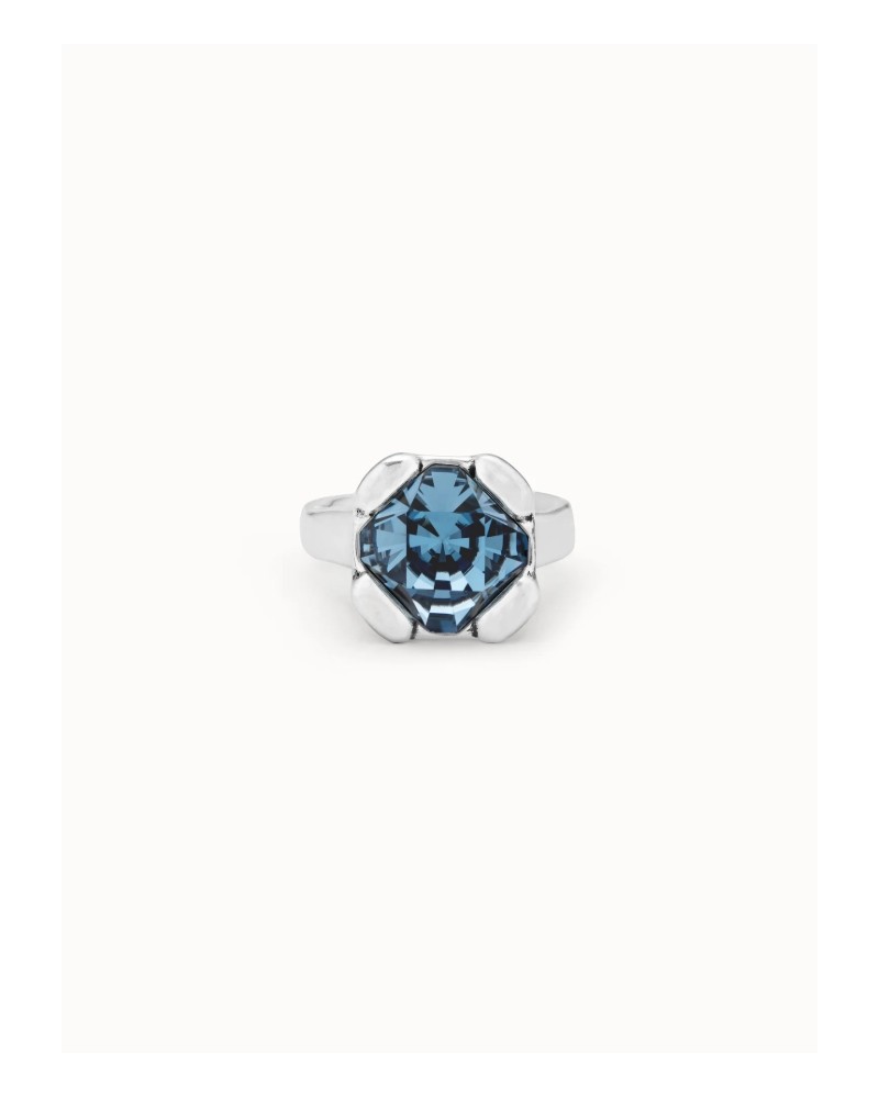 Anillo baño plata cristal azul UNOde50