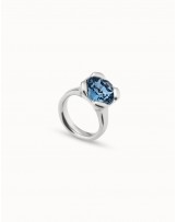 Anillo baño plata cristal azul UNOde50
