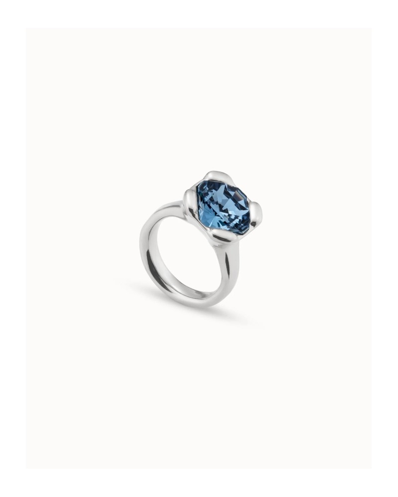 Anillo baño plata cristal azul UNOde50