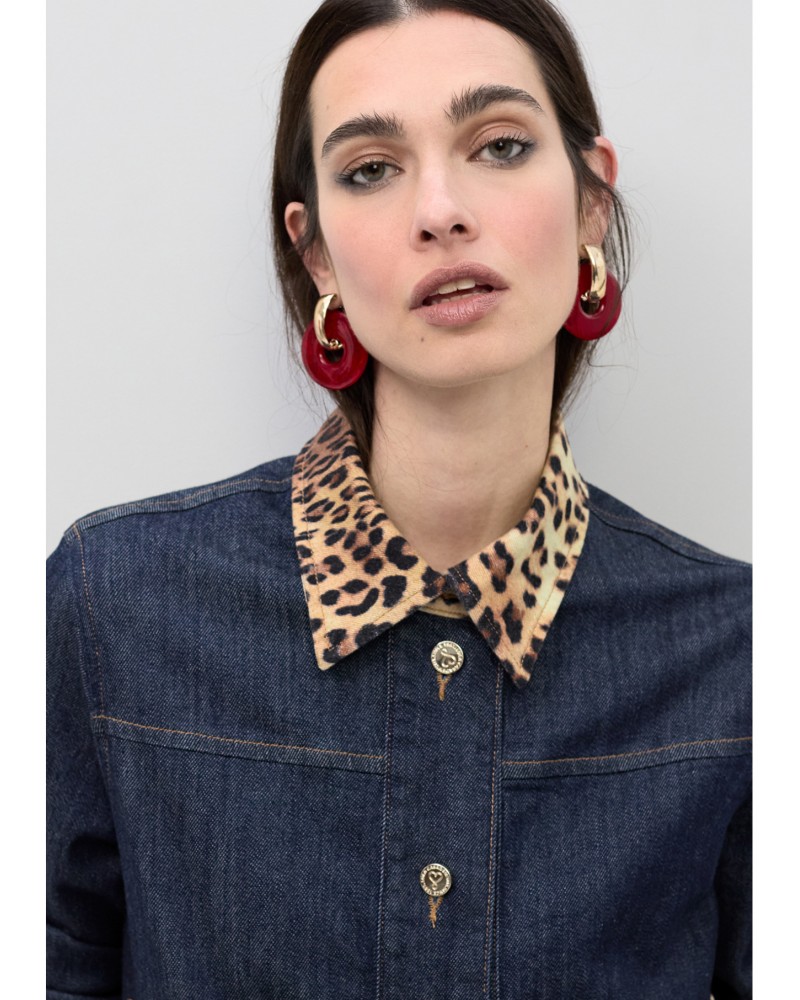 Cazadora denim detalles leopardo Lola Casademunt