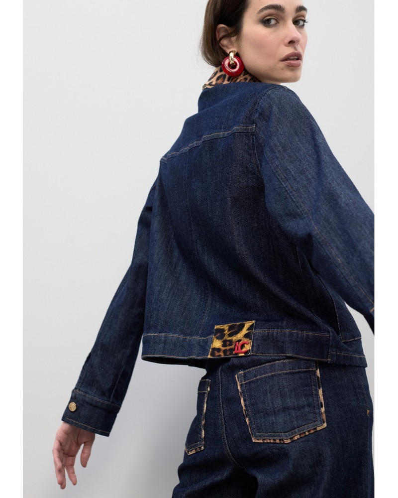 Cazadora denim detalles leopardo Lola Casademunt