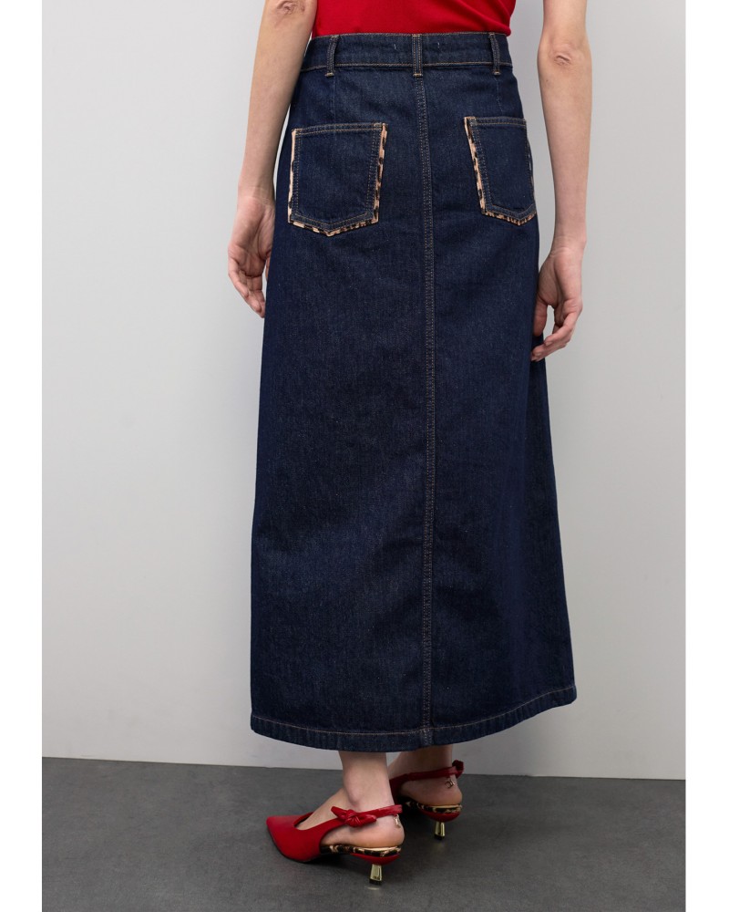 Falda denim con vivos leopardo Lola Casademunt