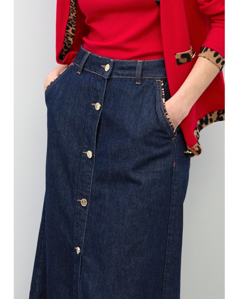 Falda denim con vivos leopardo Lola Casademunt