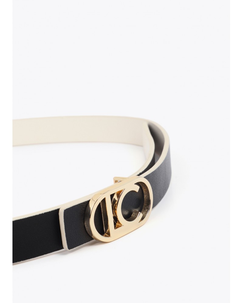 Cinturón reversible hebilla logo ovalado Lola Casademunt