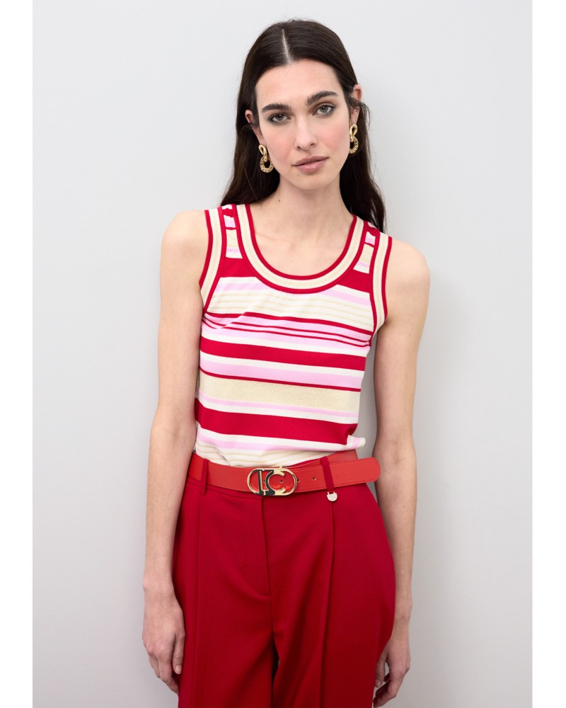 Cinturón reversible rojo y rayas Lola Casademunt