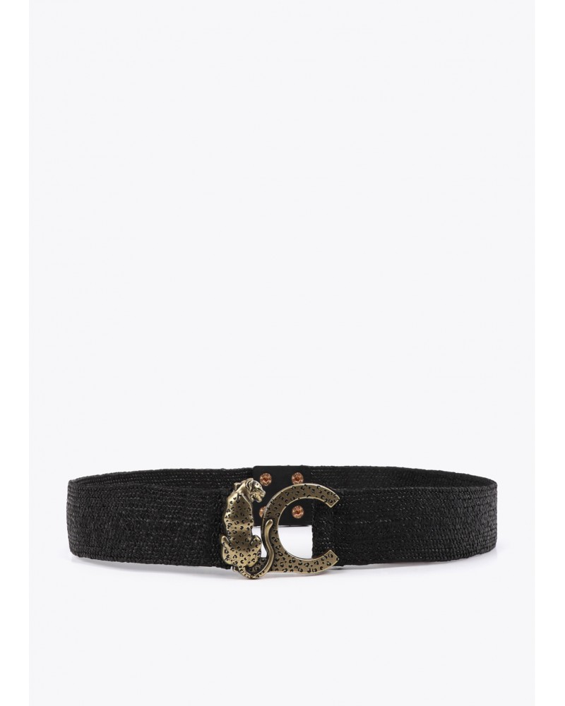 Cinturón rafia elástica con logo animal Lola Casademunt