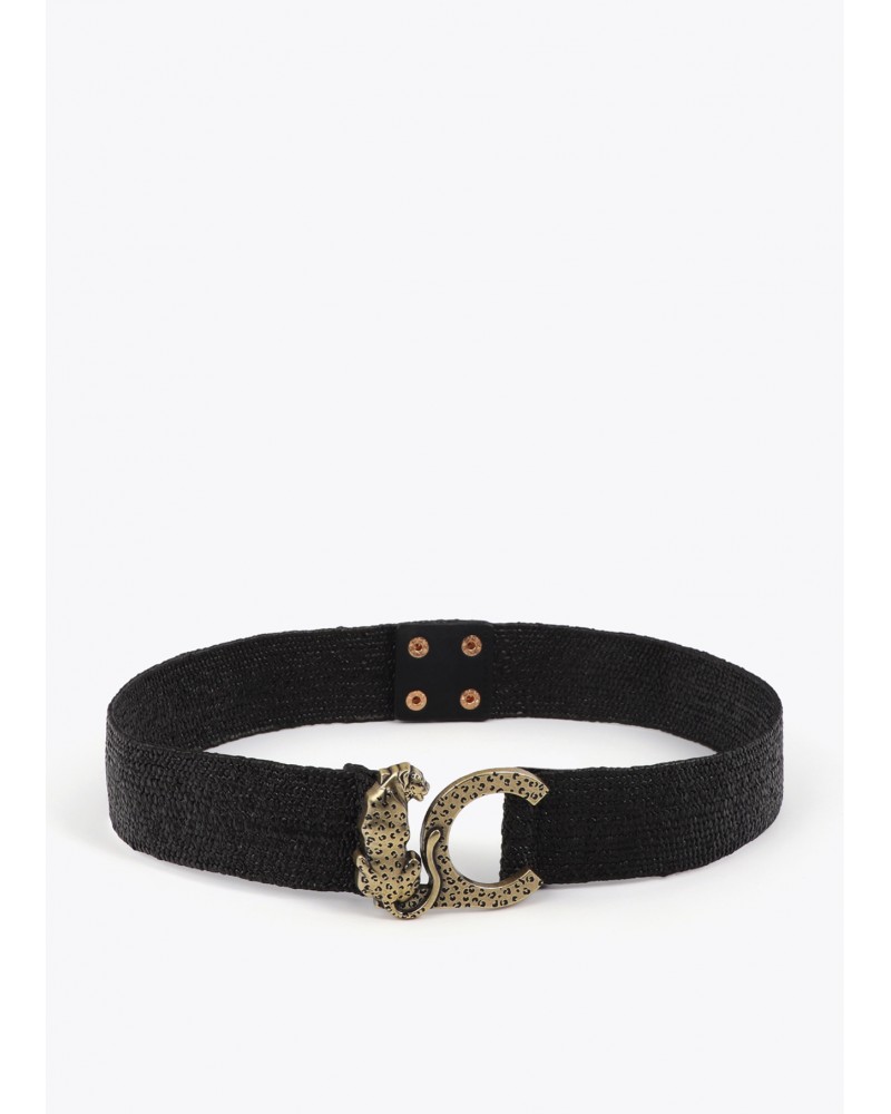 Cinturón rafia elástica con logo animal Lola Casademunt