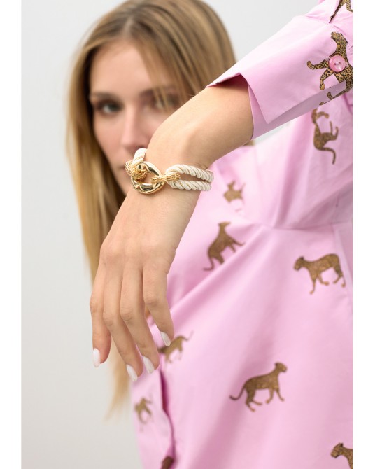 Pulsera de cordón de eslabones metálicos Lola Casademunt