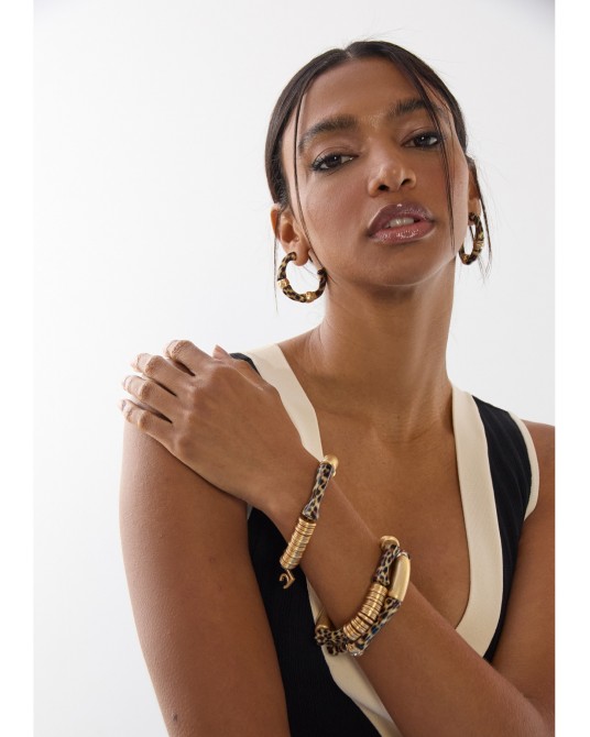 Pendientes de aro efecto bambú animal print Lola Casademunt