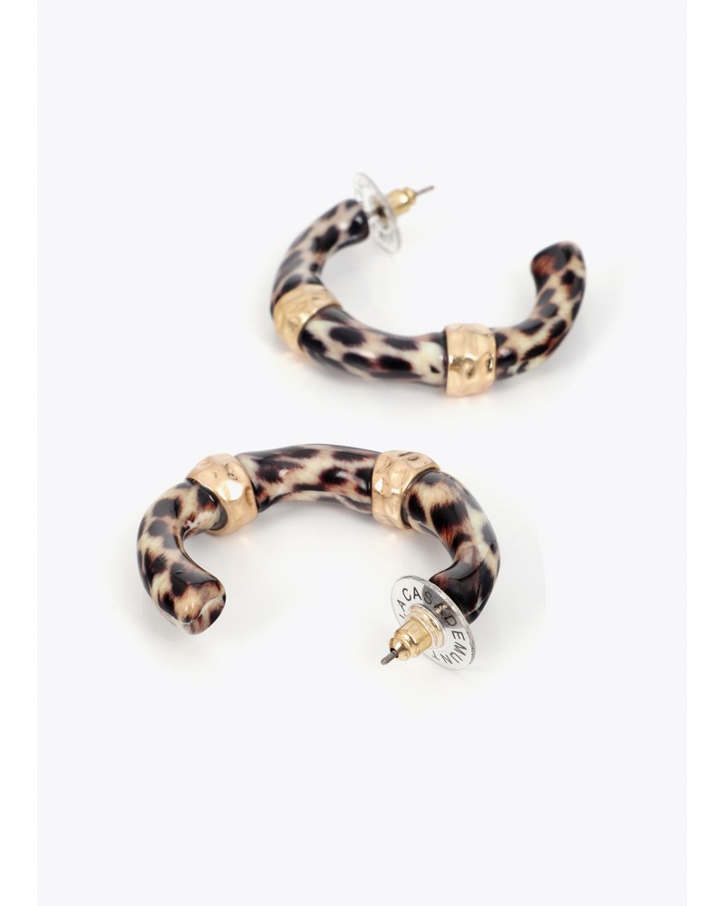 Pendientes de aro efecto bambú animal print Lola Casademunt