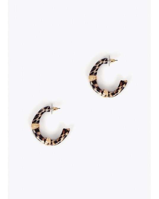 Pendientes de aro efecto bambú animal print Lola Casademunt
