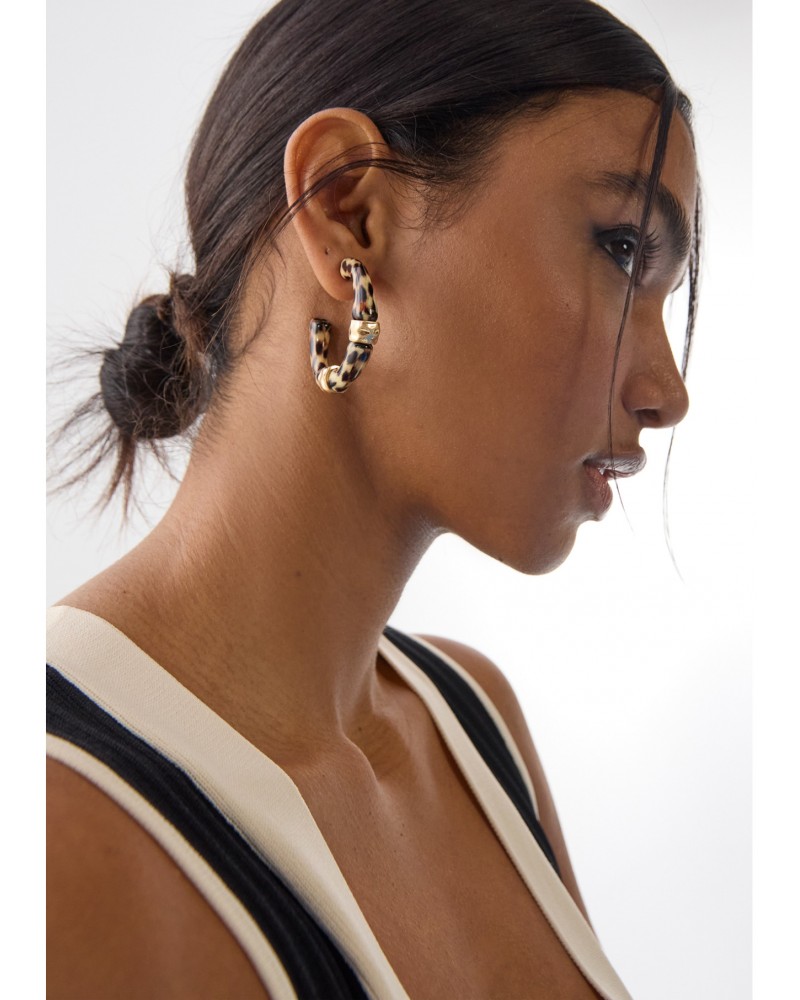 Pendientes de aro efecto bambú animal print Lola Casademunt