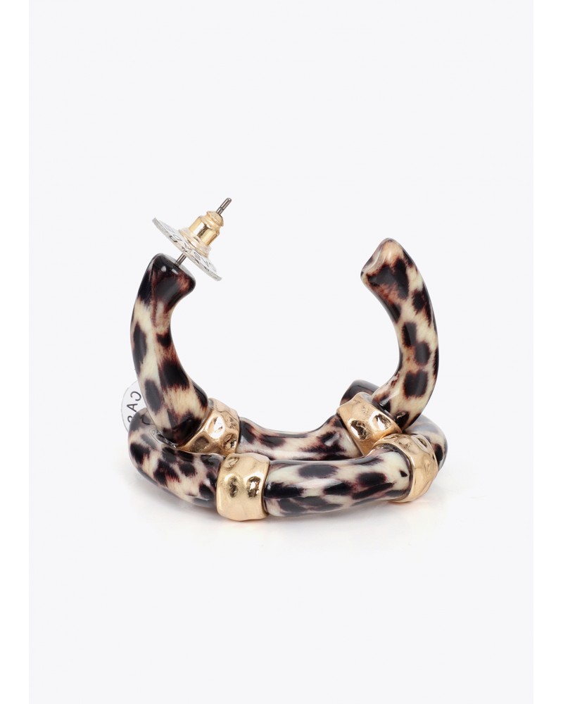 Pendientes de aro efecto bambú animal print Lola Casademunt